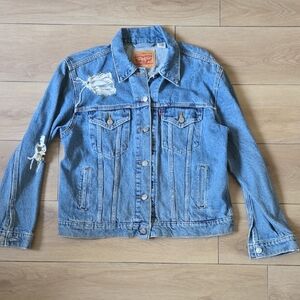 Levi's Distressed Trucker Jacket Sz L